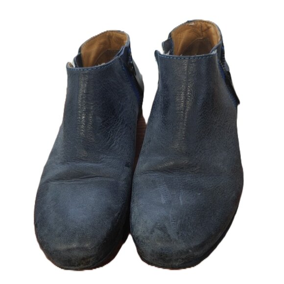 John Fluevog Blue Leather Ankle Zip Shoes – Size 6.5 – Rare Style - Picture 1 of 6